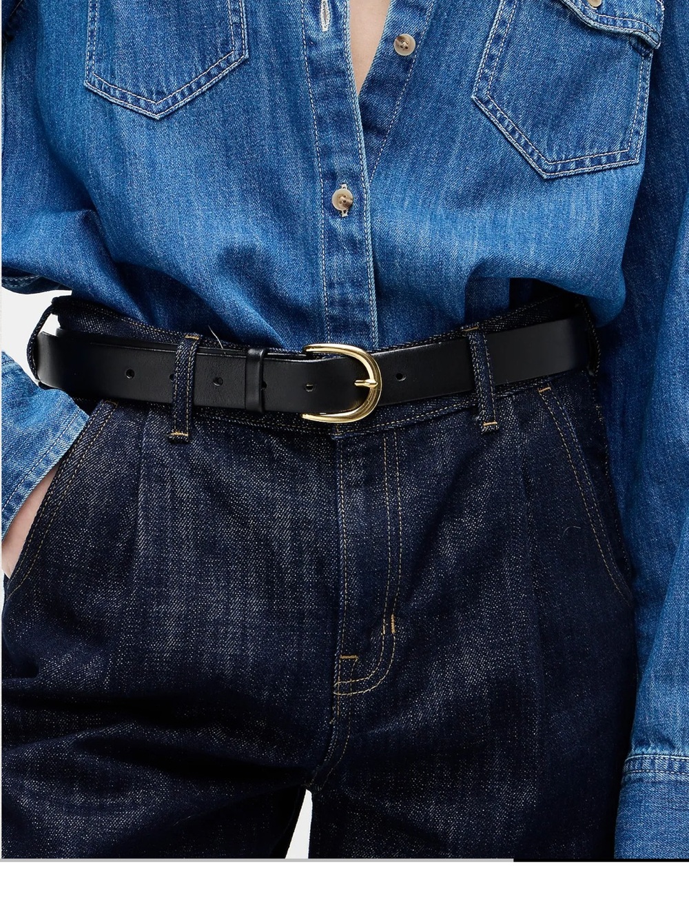 J. Crew Classic belt in Italian leather - Black Leather with gold Buckle